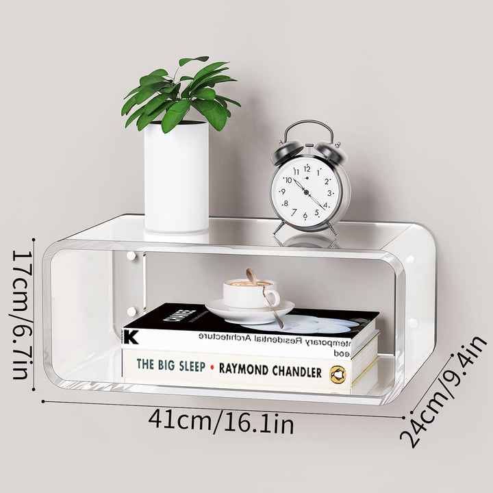 Acrylic Floating Nightstand, Bedside Table, Nightstand Shelf Wall Mounted Bedside Shelf (Clear, Small) (Clear) - Just Closeouts Canada Inc.X004FHVAJ5