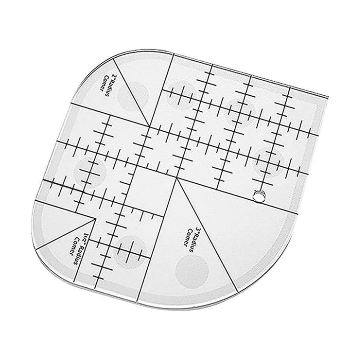 Quilting ruler measurement markings and rounded corners