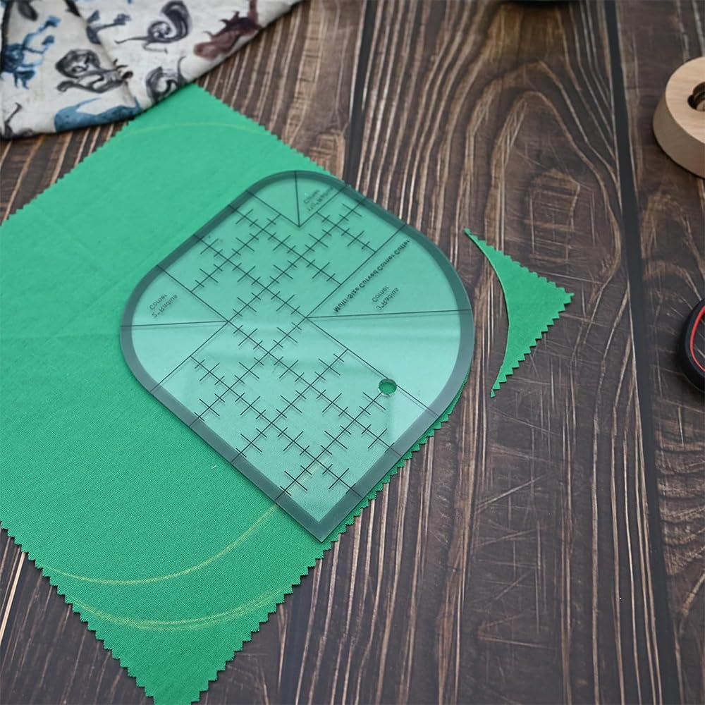Quilting ruler positioned on fabric for rounded corner marking