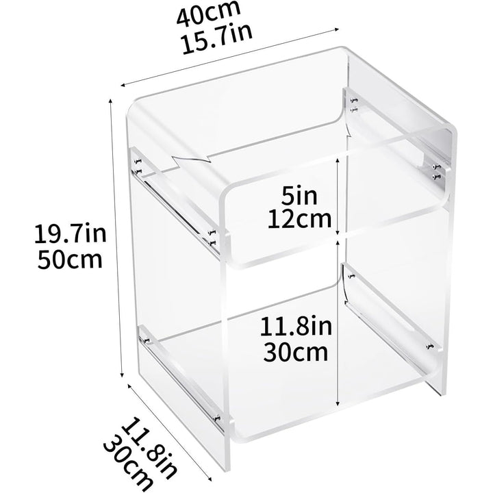 Acrylic Side Table Record Player Table with Storage Shelf Clear End Table Nightstand (40 x 30 x 50) (Clear) - Just Closeouts Canada Inc.X0040YUDGJ