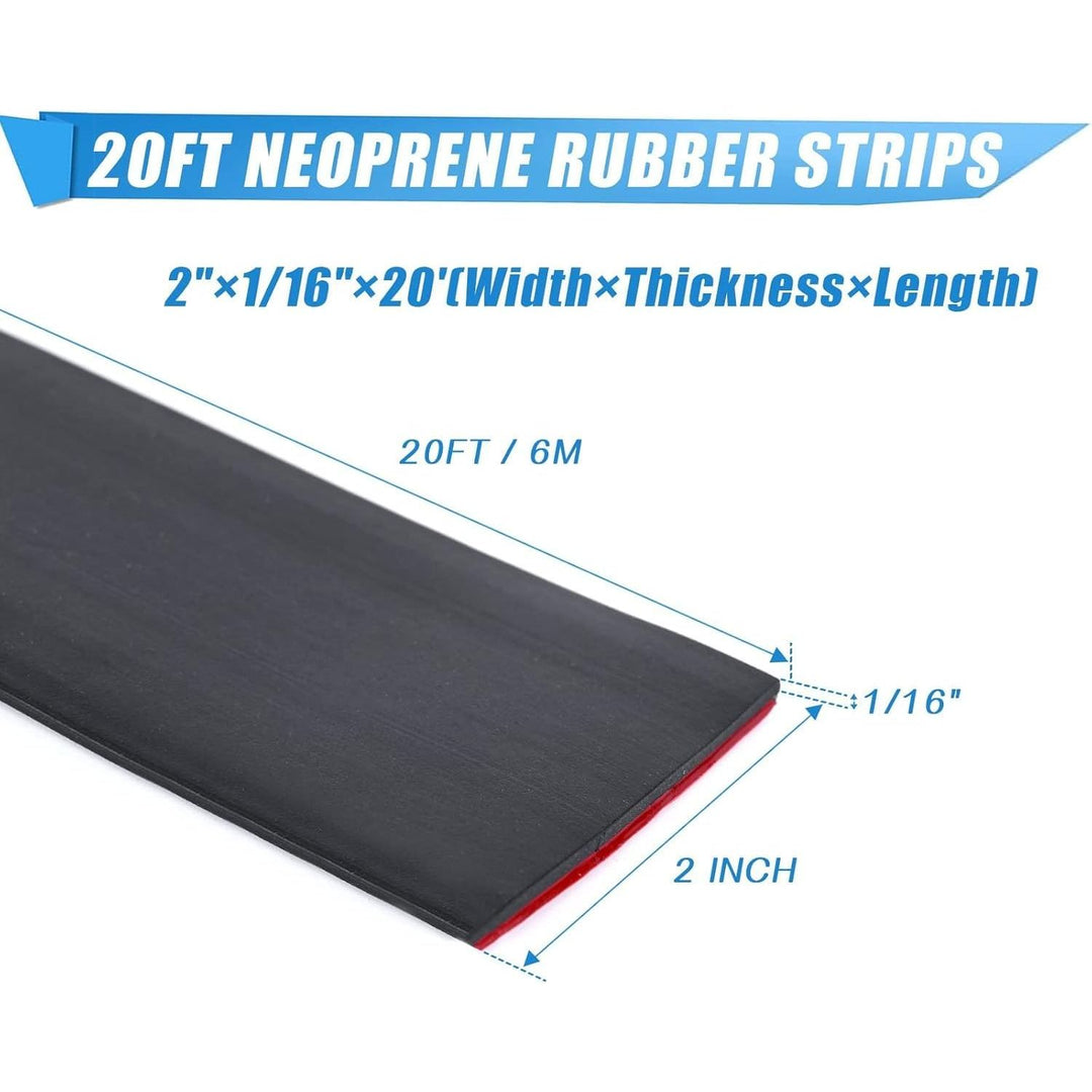 Adhesive Rubber Strips Neoprene Rubber Sheets, Rolls & Strips with Adhesive Backing Rubber Pads Self Stick Seal Rubber Gasket Tape Adhesive Back for Matting Padding - 2" Wide x 1/16" Thick x 20' - Just Closeouts Canada Inc.
