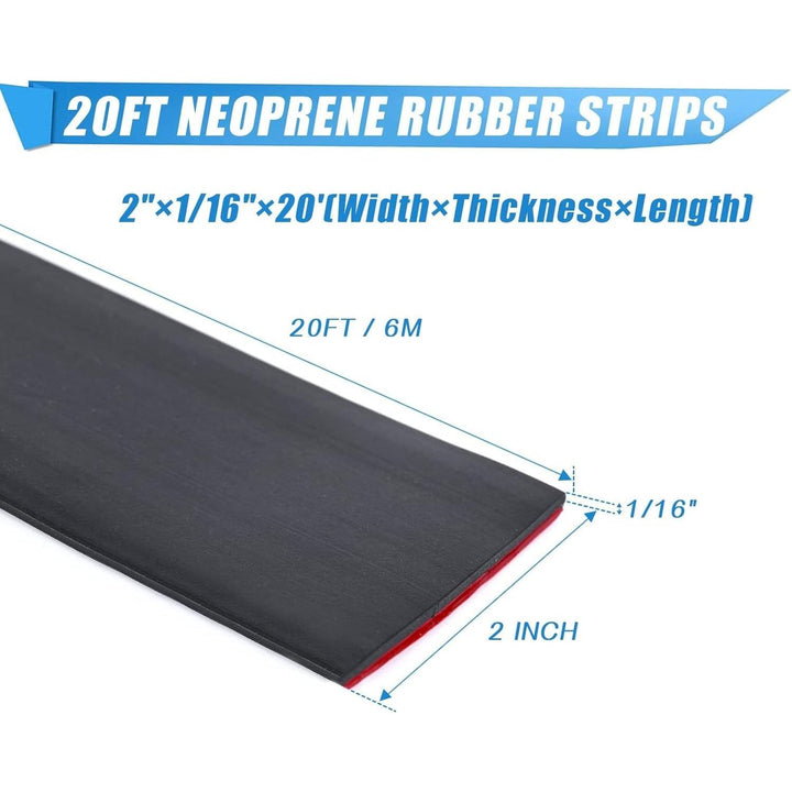 Adhesive Rubber Strips Neoprene Rubber Sheets, Rolls & Strips with Adhesive Backing Rubber Pads Self Stick Seal Rubber Gasket Tape Adhesive Back for Matting Padding - 2" Wide x 1/16" Thick x 20' - Just Closeouts Canada Inc.