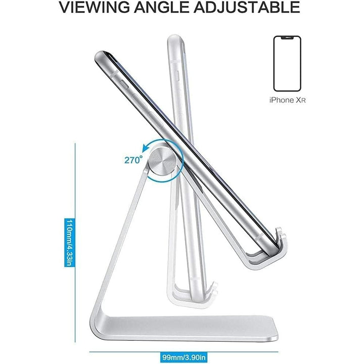 Adjustable Cell Phone Stand, C2 Aluminum Desktop Phone Holder Dock Compatible with iPhone 13 Pro Max/ 13 Pro/ 13/13 Mini and Other Smart Phones, Silver - Just Closeouts Canada Inc.X003PS1Q2L