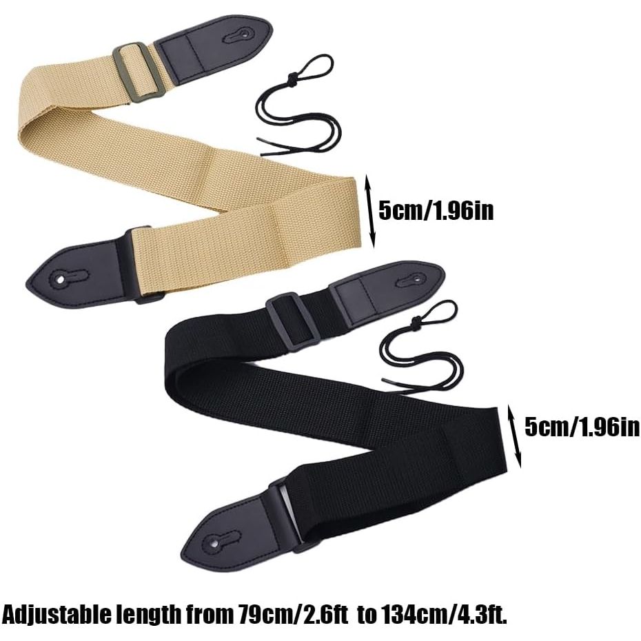 Adjustable Guitar Straps, Black and Khaki, 2-Pack - Just Closeouts Canada Inc.X004GEUO49