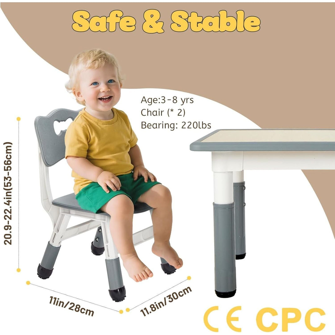 Adjustable Kids Chair (2pcs), 3 Level Height Adjustable Toddler Chair for Ages 3-8, for Classrooms/Daycares/Homes, CPC & CE Approved - Grey - Just Closeouts Canada Inc.X003RZKCP9
