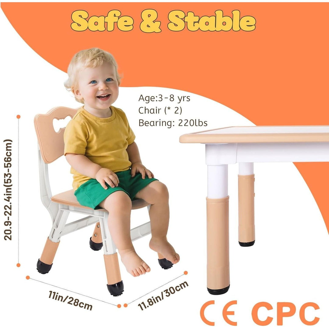 Adjustable Kids Chair (2pcs), 3 Level Height Adjustable Toddler Chair for Ages 3-8, Sturdy Child Chair with Maximum Bearing 220lbs, for Classrooms/Daycares/Homes, CPC & CE Approved - Natural - Just Closeouts Canada Inc.X003RZO7TB