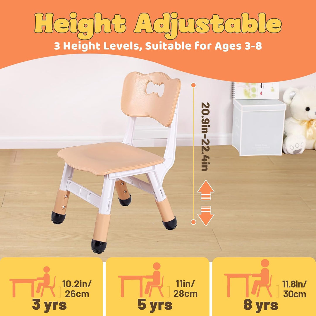 Adjustable Kids Chair (2pcs), 3 Level Height Adjustable Toddler Chair for Ages 3-8, Sturdy Child Chair with Maximum Bearing 220lbs, for Classrooms/Daycares/Homes, CPC & CE Approved - Natural - Just Closeouts Canada Inc.X003RZO7TB