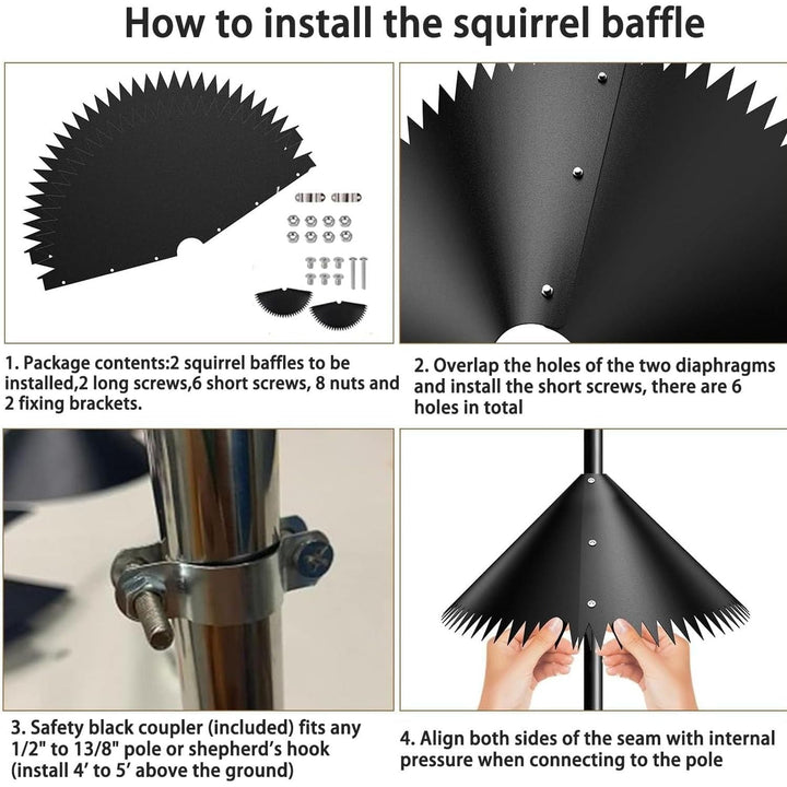 Adjustable Squirrel Baffle for Bird Feeder Pole - Weatherproof & Lightweight Guard to Protect Bird Seed from Squirrels? Outdoor Garden Wildlife Deterrent Accessories (19inch) - Just Closeouts Canada Inc.