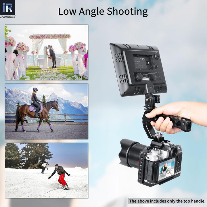 AH130 Top Handle with 3/8" ARRI Locating Pins, Comfort Ergonomic CNC Aluminum Alloy Grip for ARRI for Camera Cage, with 1/4" 3/8" Threads and 3 Cold Shoes, Weight 195g, Max Load 10kg/22lb - Just Closeouts Canada Inc.X004XVELOT