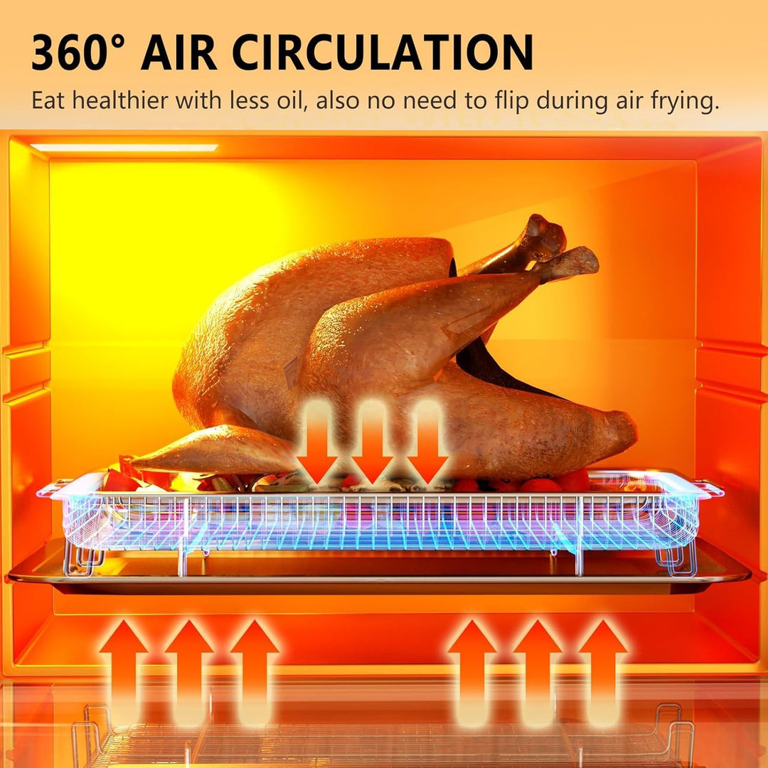 Air Fryer Basket, OPENICE 2 Set Air Fryer Basket and Tray for Oven, Stainless Steel Oven Crisper Tray and Pan for Crisping Fried, Chicken, Bacon - Large & Small - Just Closeouts Canada Inc.
