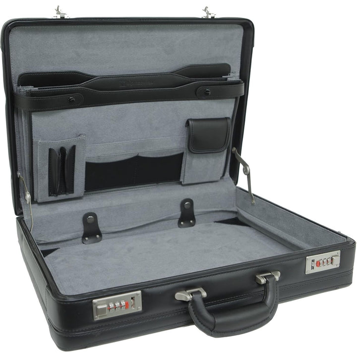 Alpine Swiss Mens Briefcase | Expandable Genuine Leather Attache Briefcase For Men | Dual Combination Lock Business Case - Just Closeouts Canada Inc.