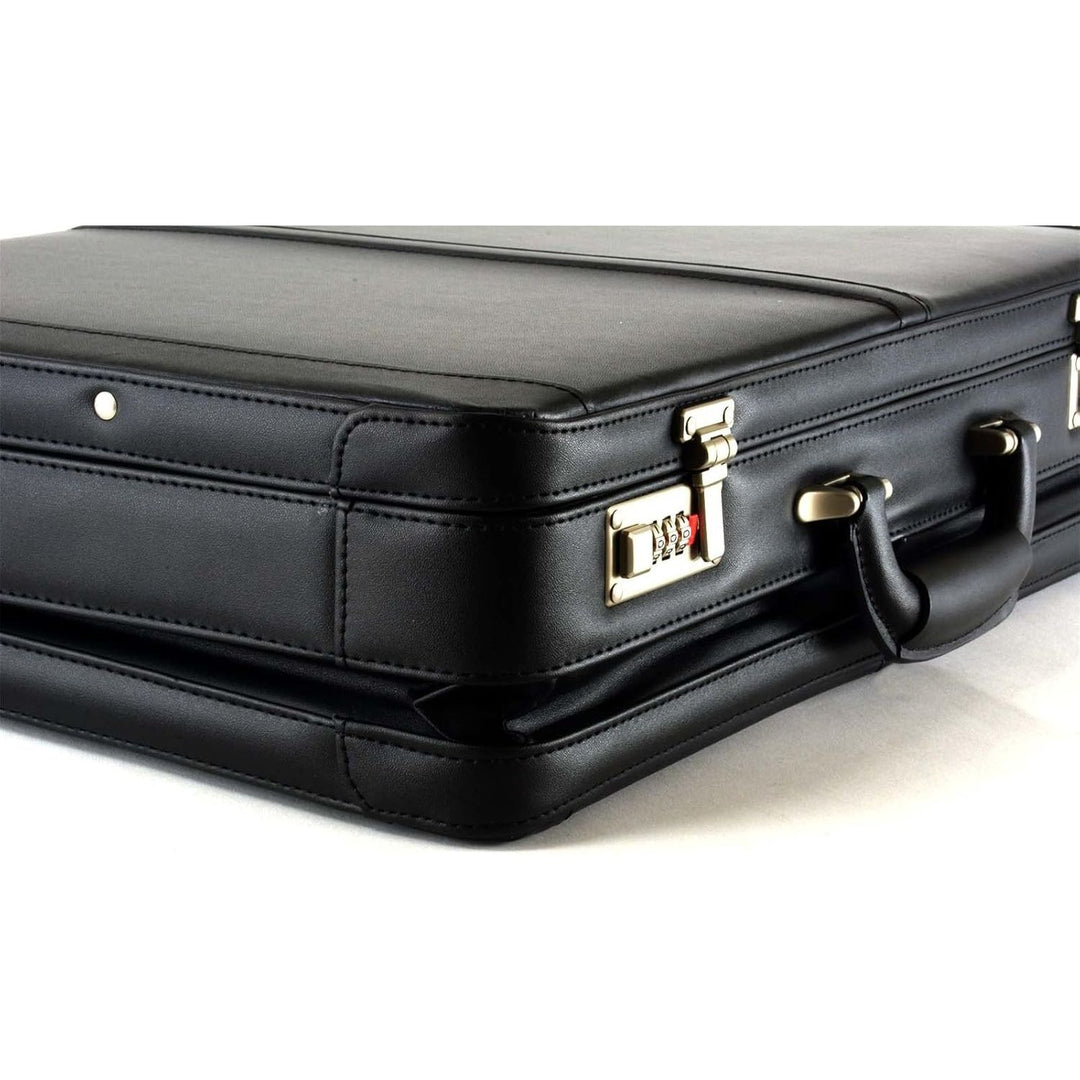 Alpine Swiss Mens Briefcase | Expandable Genuine Leather Attache Briefcase For Men | Dual Combination Lock Business Case - Just Closeouts Canada Inc.