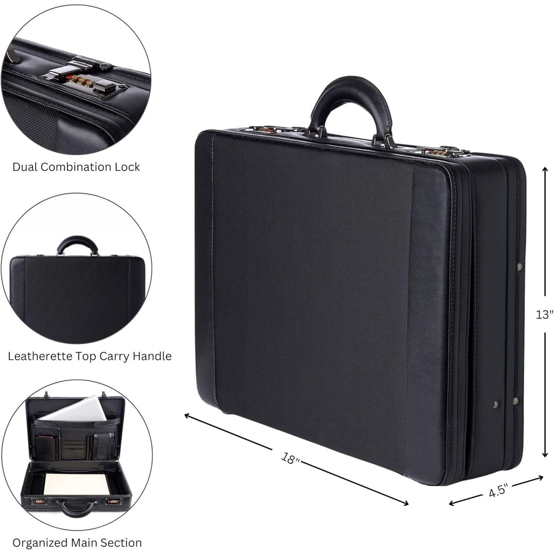 Alpine Swiss Mens Briefcase | Hard Side Business Case | Expandable Attache Case for Men | Dual Combination Locks | Padded Interior | Multi Organizer Pockets - Just Closeouts Canada Inc.