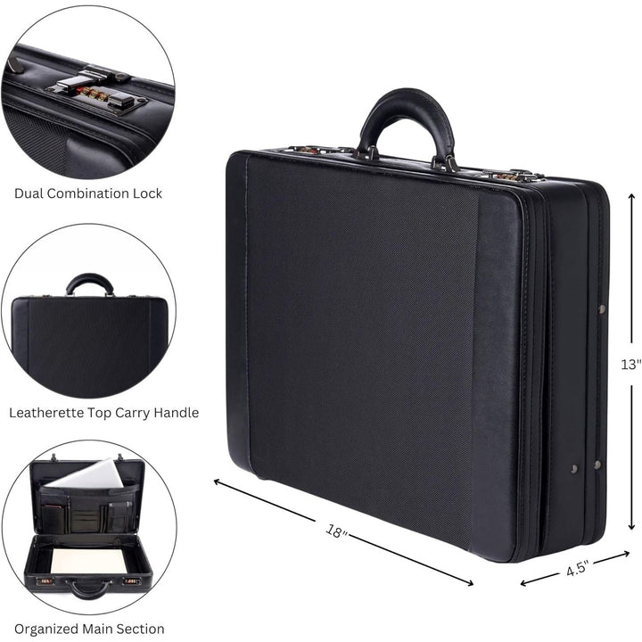 Alpine Swiss Mens Briefcase | Hard Side Business Case | Expandable Attache Case for Men | Dual Combination Locks | Padded Interior | Multi Organizer Pockets - Just Closeouts Canada Inc.