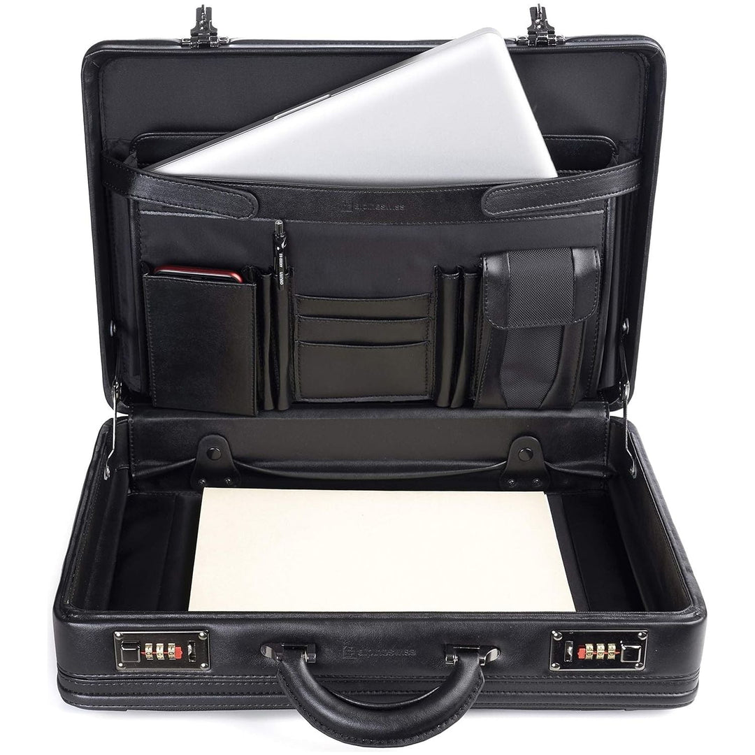 Alpine Swiss Mens Briefcase | Hard Side Business Case | Expandable Attache Case for Men | Dual Combination Locks | Padded Interior | Multi Organizer Pockets - Just Closeouts Canada Inc.