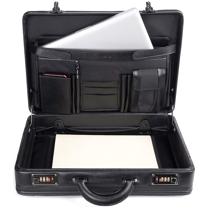 Alpine Swiss Mens Briefcase | Hard Side Business Case | Expandable Attache Case for Men | Dual Combination Locks | Padded Interior | Multi Organizer Pockets - Just Closeouts Canada Inc.