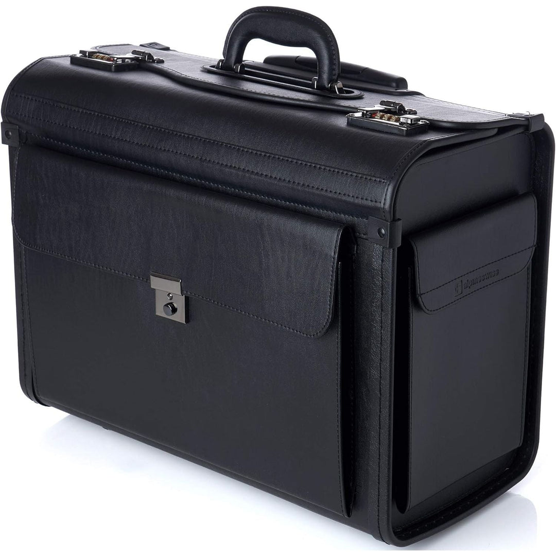 Alpine Swiss Rolling 17" Laptop Briefcase on Wheels Attache Lawyers Case Legal Size Black - Just Closeouts Canada Inc.