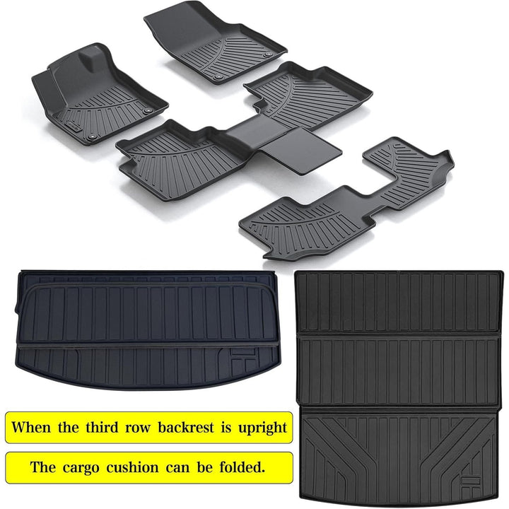 AltraVos Floor Mats & Large Trunk Mat for 2018 - 2023 2024 Volkswagen Atlas（Only Fit 6 Seats） - 2nd Row Bucket Seat，TPE All Weather Protection 3 Rows Car Floor Liners with Large Cargo Liners - Just Closeouts Canada Inc.