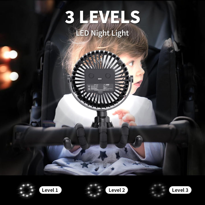 AMACOOL Battery Operated Stroller Fan Flexible Tripod Clip On Fan with 3 Speeds and Rotatable Handheld Personal Fans for Car Seat Crib Bike Treadmill - Just Closeouts Canada Inc.