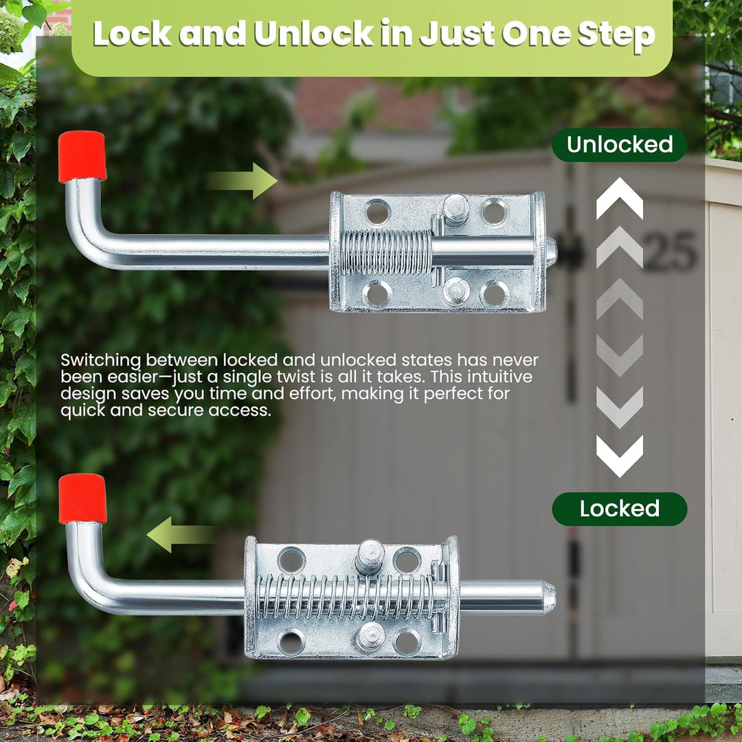 AMGSH 4 Pack Metal Lock Barrel Bolt Spring Loaded Locking Latch 165MM ...