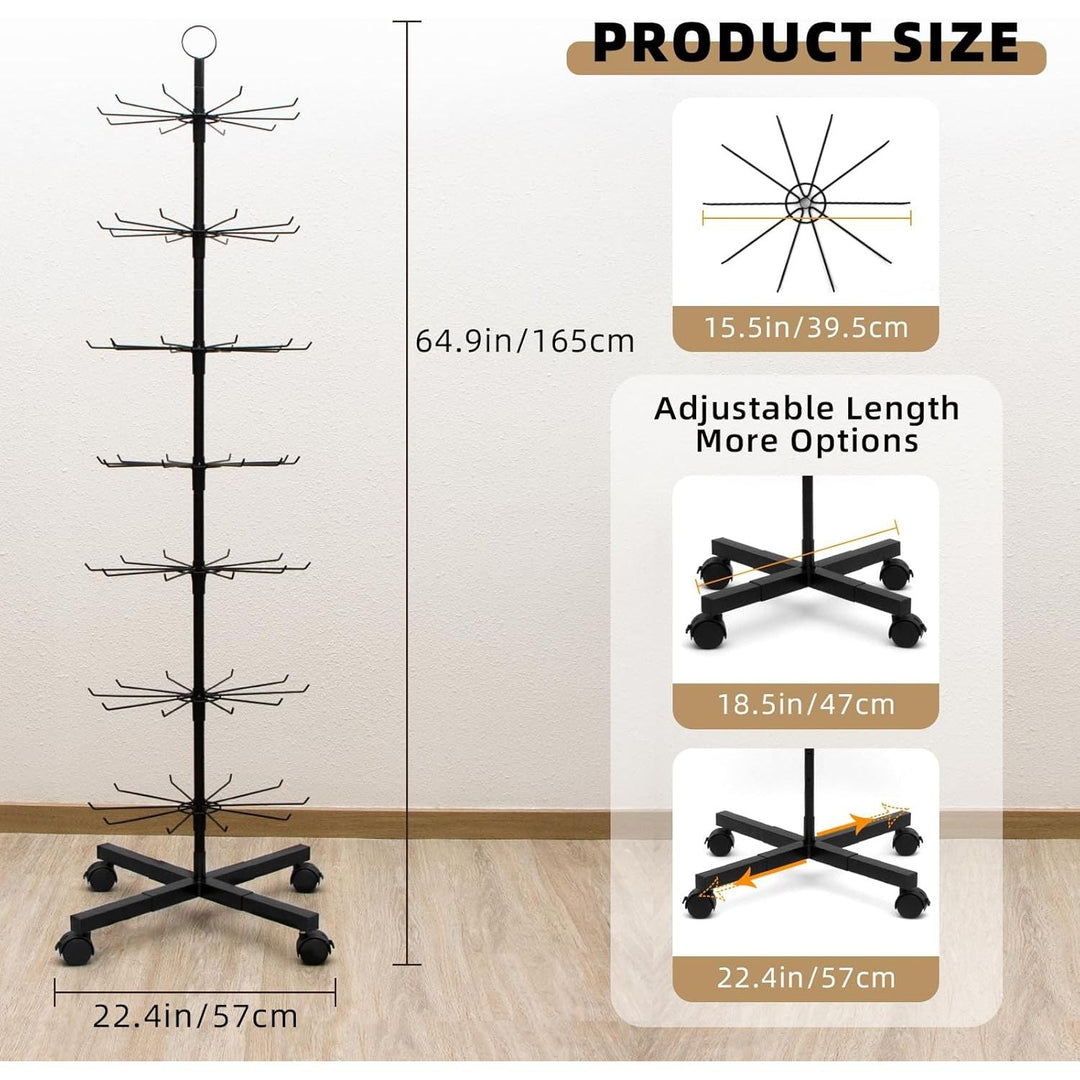 ANBOXIT Retail Display Stand, Rotating Display Rack for Keychains Jewelry Vendor Events & Stores, 7 Tier Movable and Adjustable 1 PCS - Black - Just Closeouts Canada Inc.