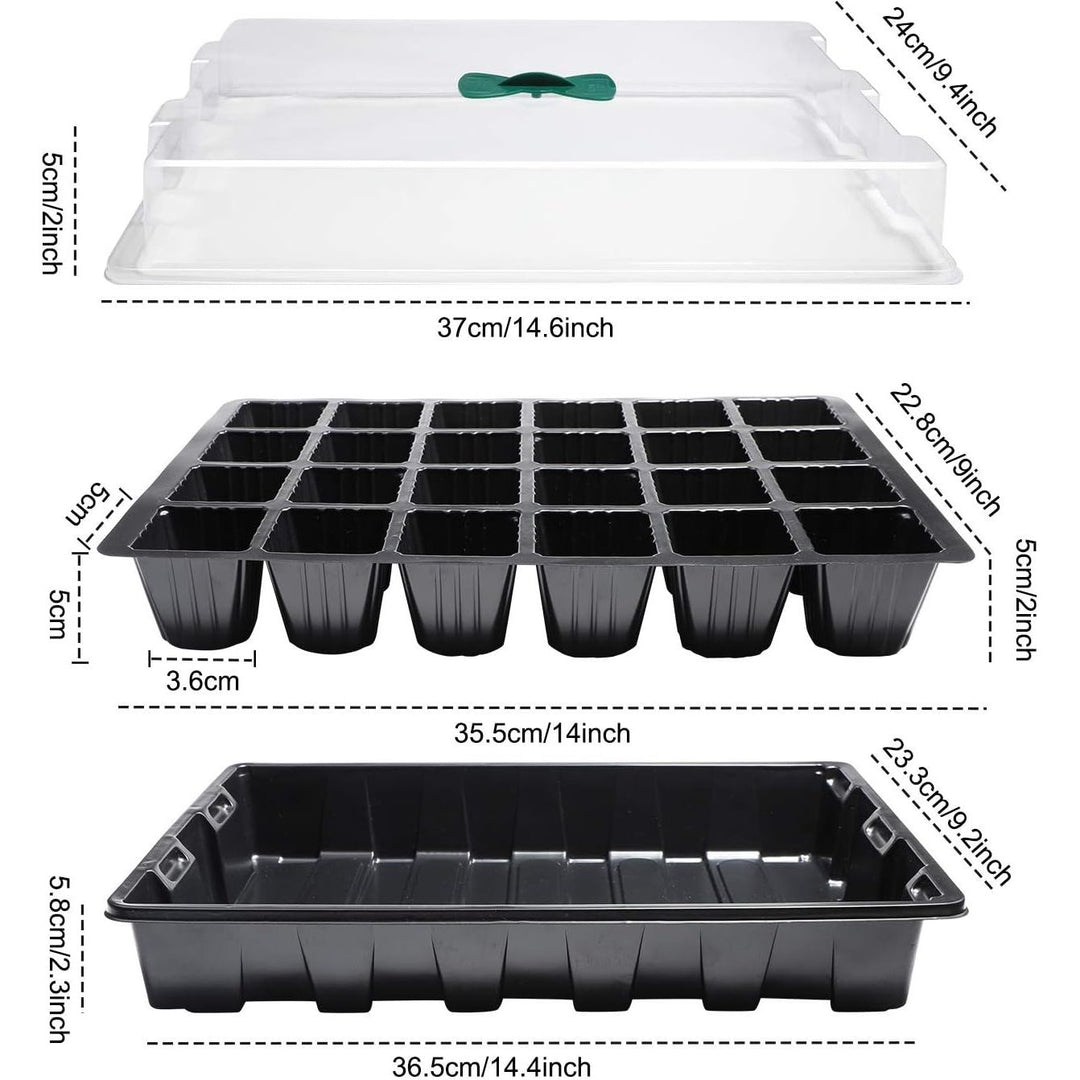 ANGTUO 5 Pack Seed Starter Tray with Dome Reusable 120cell Plant Germination Trays Indoor Propagation Planting Tray Seed Starter Kit Seedling Starter Trays (24 Cells per Tray) - Just Closeouts Canada Inc.