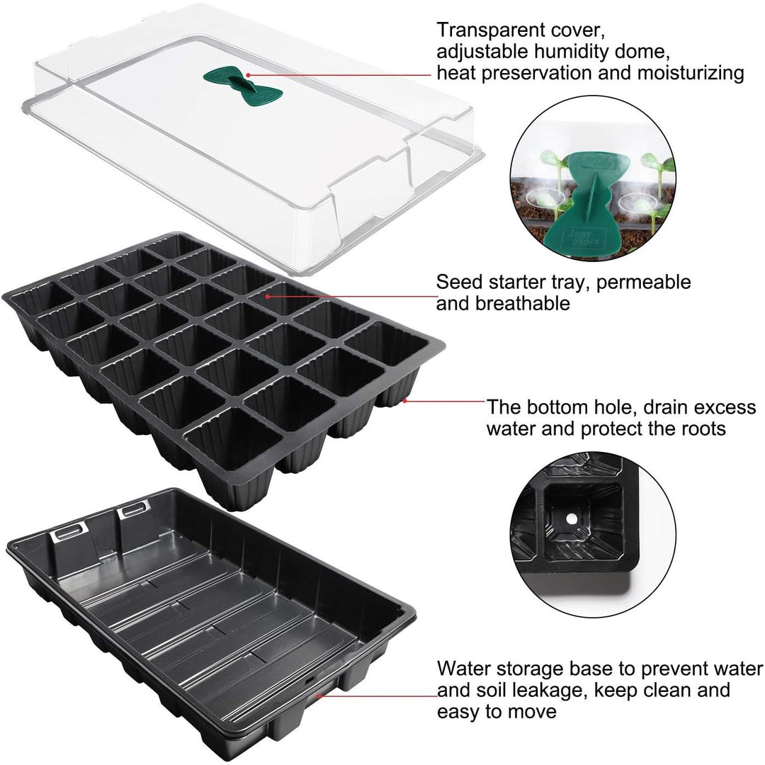 ANGTUO 5 Pack Seed Starter Tray with Dome Reusable 120cell Plant Germination Trays Indoor Propagation Planting Tray Seed Starter Kit Seedling Starter Trays (24 Cells per Tray) - Just Closeouts Canada Inc.