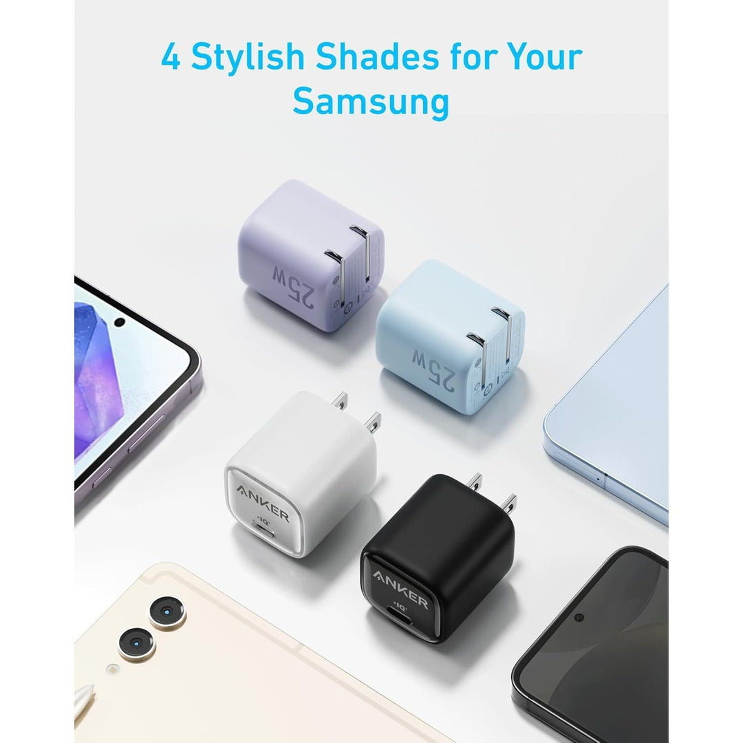 Anker 25W USB C Charger Block, Compact and Foldable, Supports PPS Fast Charging for Galaxy S24/Z Fold/Z Flip/Tab, iPhone, iPad (Cable Not Included) (White) - Just Closeouts Canada Inc.