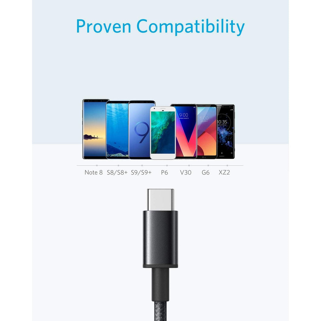 Anker USB C Cable, [2 - Pack, 6 ft] Type C Charger Premium Nylon USB Cable, USB A to Type C Charging Cable Fast Charge for Samsung Galaxy S10 S10+ / Note 8, LG V20 and Other USB C Charger (Black) - Just Closeouts Canada Inc.