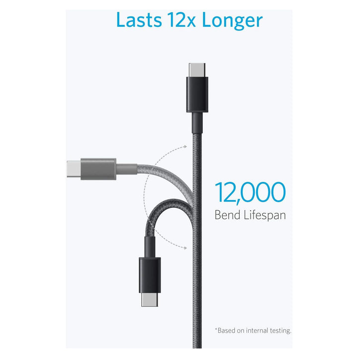 Anker USB C Cable, [2 - Pack, 6 ft] Type C Charger Premium Nylon USB Cable, USB A to Type C Charging Cable Fast Charge for Samsung Galaxy S10 S10+ / Note 8, LG V20 and Other USB C Charger (Black) - Just Closeouts Canada Inc.
