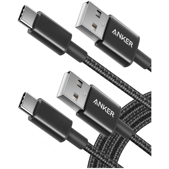 Anker USB C Cable, [2 - Pack, 6 ft] Type C Charger Premium Nylon USB Cable, USB A to Type C Charging Cable Fast Charge for Samsung Galaxy S10 S10+ / Note 8, LG V20 and Other USB C Charger (Black) - Just Closeouts Canada Inc.