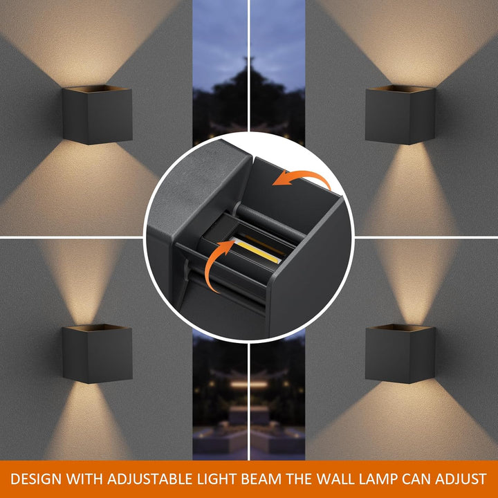 Aoceley Modern Outdoor LED Wall Lights,Aluminum IP65 Waterproof Wall Sconce,Exterior/Interior 20W 3000K LED Wall Sconces Cube Square Wall Lighting Fixture for House Yard Patio(Black,2 - Pack) - Just Closeouts Canada Inc.