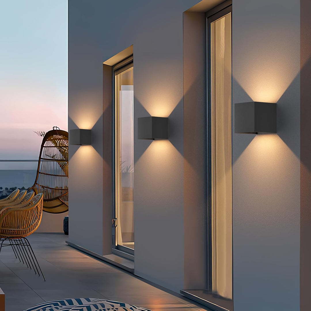 Aoceley Modern Outdoor LED Wall Lights,Aluminum IP65 Waterproof Wall Sconce,Exterior/Interior 20W 3000K LED Wall Sconces Cube Square Wall Lighting Fixture for House Yard Patio(Black,2 - Pack) - Just Closeouts Canada Inc.