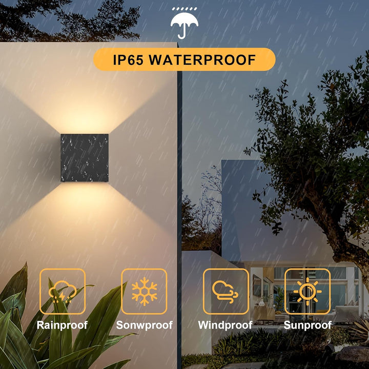 Aoceley Modern Outdoor LED Wall Lights,Aluminum IP65 Waterproof Wall Sconce,Exterior/Interior 20W 3000K LED Wall Sconces Cube Square Wall Lighting Fixture for House Yard Patio(Black,2 - Pack) - Just Closeouts Canada Inc.