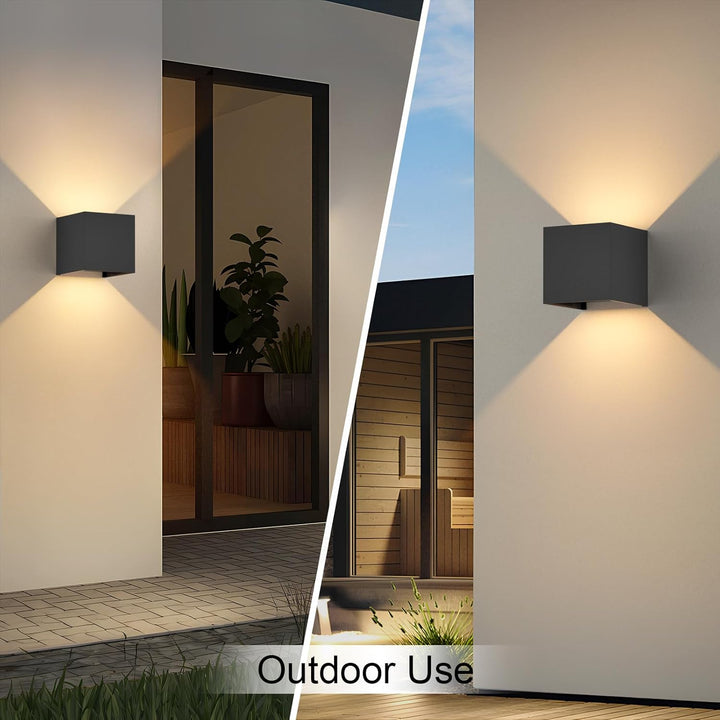 Aoceley Modern Outdoor LED Wall Lights,Aluminum IP65 Waterproof Wall Sconce,Exterior/Interior 20W 3000K LED Wall Sconces Cube Square Wall Lighting Fixture for House Yard Patio(Black,2 - Pack) - Just Closeouts Canada Inc.