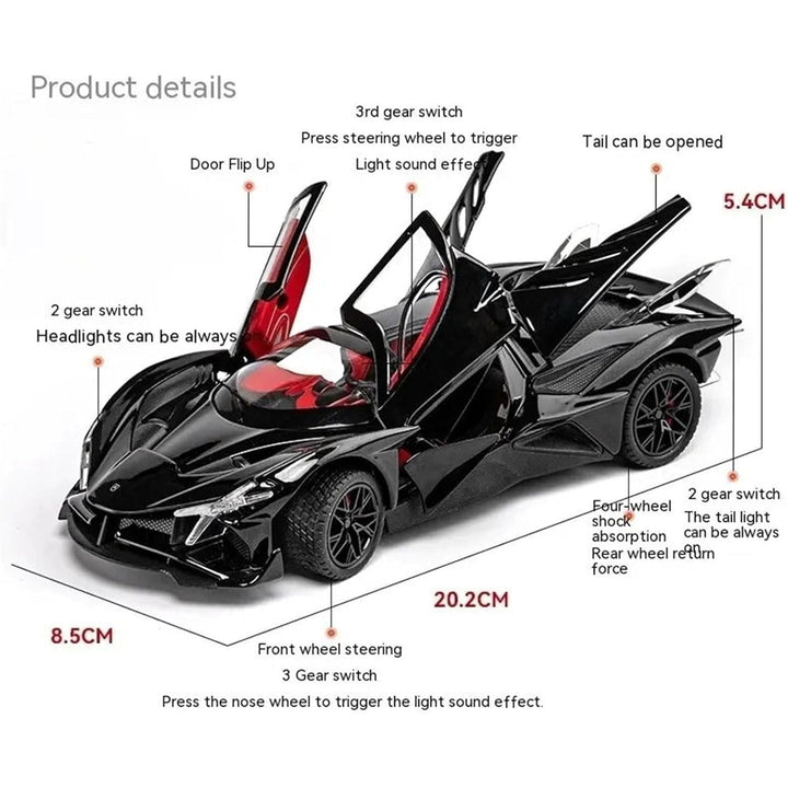 Apollo Helios Diecast Metal Car Model Collectible Car 1/24 Scale Toy Car Gift(Black) - Just Closeouts Canada Inc.