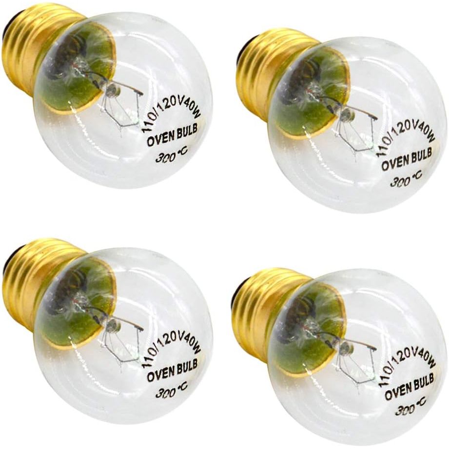 Appliance Oven Refrigerator Bulbs,G45 120 Volt 40 Watt Oven Bulb, High Temperature 300 Degree Resistant Incandescent Bulbs,E27E26 Brass Base Clear Glass Oven Bulb(4 Pack) - Just Closeouts Canada Inc.
