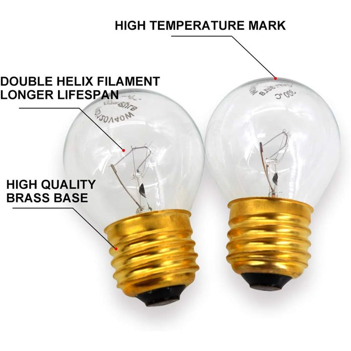 Appliance Oven Refrigerator Bulbs,G45 120 Volt 40 Watt Oven Bulb, High Temperature 300 Degree Resistant Incandescent Bulbs,E27E26 Brass Base Clear Glass Oven Bulb(4 Pack) - Just Closeouts Canada Inc.