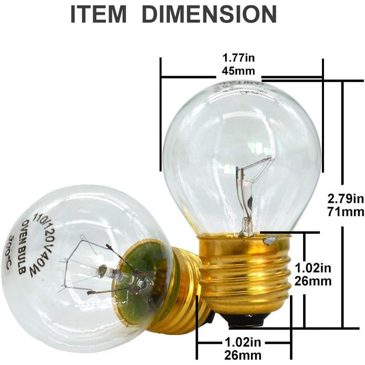 Appliance Oven Refrigerator Bulbs,G45 120 Volt 40 Watt Oven Bulb, High Temperature 300 Degree Resistant Incandescent Bulbs,E27E26 Brass Base Clear Glass Oven Bulb(4 Pack) - Just Closeouts Canada Inc.