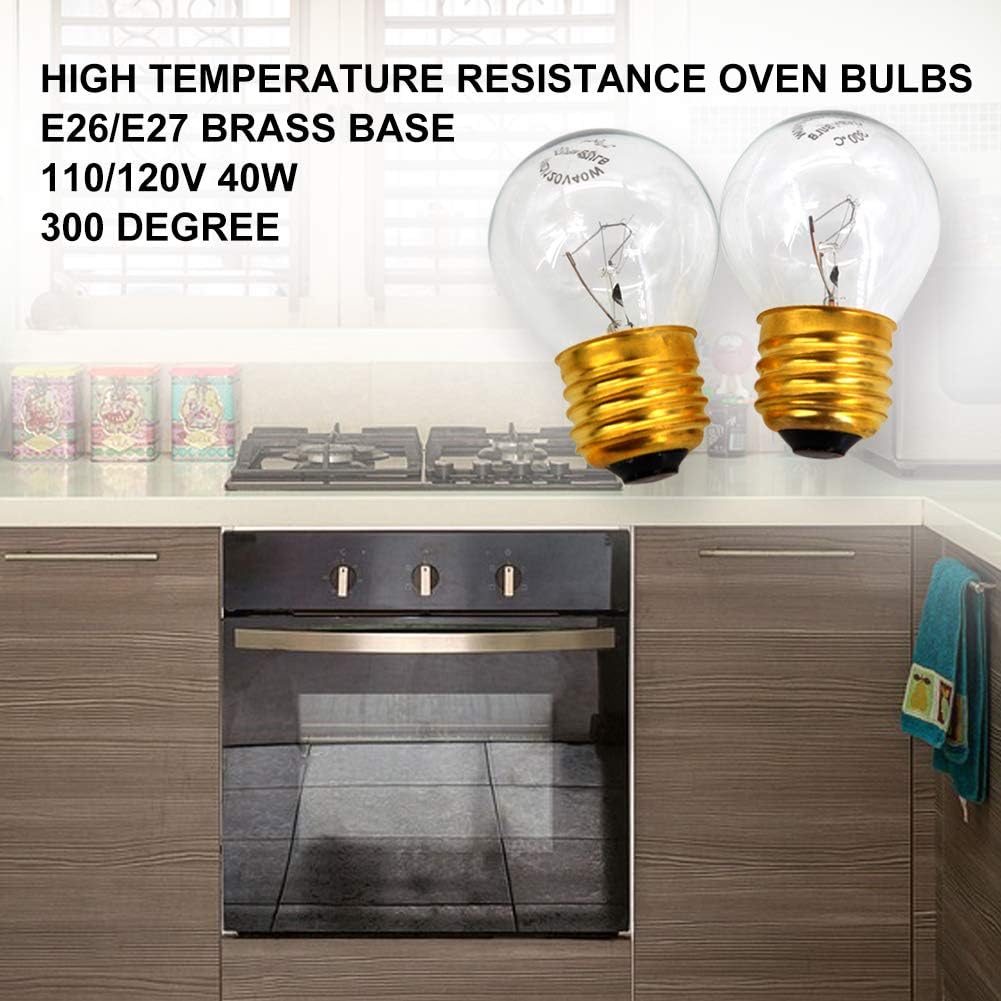 Appliance Oven Refrigerator Bulbs,G45 120 Volt 40 Watt Oven Bulb, High Temperature 300 Degree Resistant Incandescent Bulbs,E27E26 Brass Base Clear Glass Oven Bulb(4 Pack) - Just Closeouts Canada Inc.