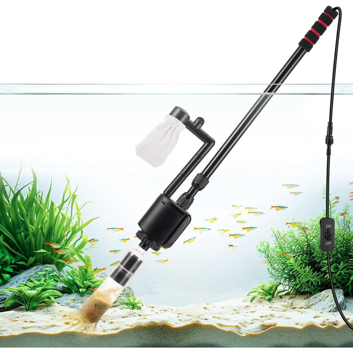 AQQA Aquarium Gravel Cleaner Siphon Kit,6 in 1 Electric Automatic Removable Vacuum Water Changer?Multifunction Wash Sand Suck The Stool Filter 110V/ 20W 320GPH (20W 320GPH) - Just Closeouts Canada Inc.
