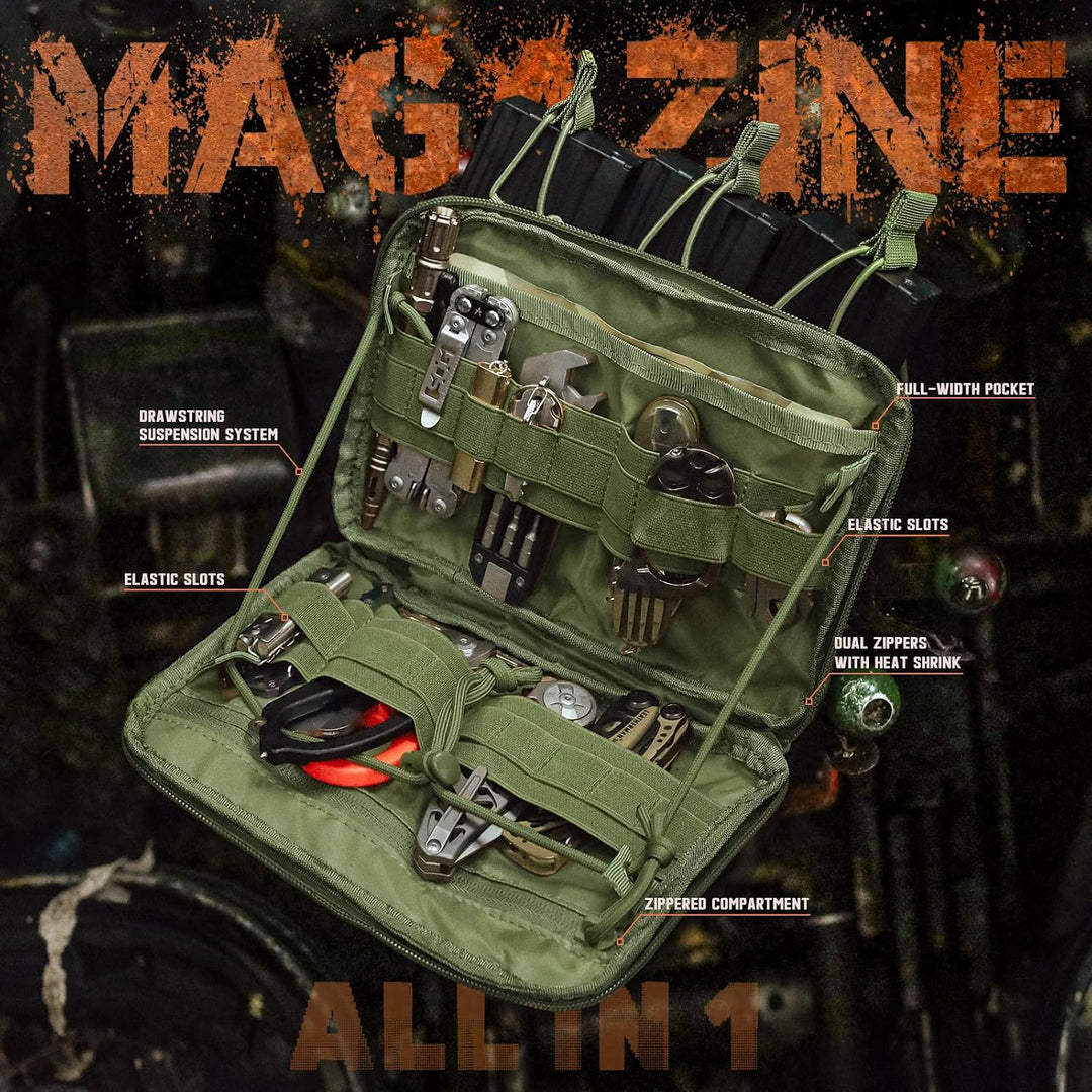 Army Green Kangaroo MOLLE Admin Pouch with Removable Inserts - Just Closeouts Canada Inc.