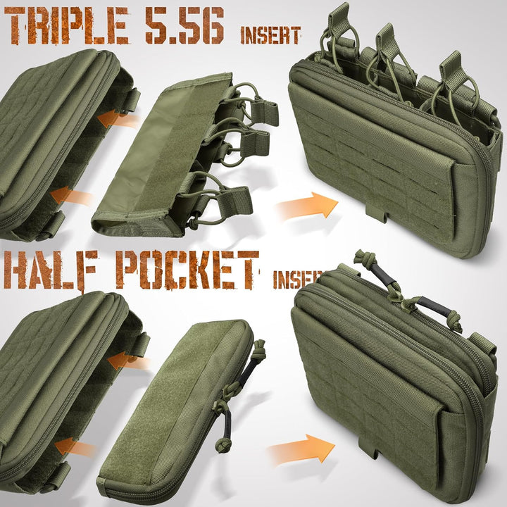 Army Green Kangaroo MOLLE Admin Pouch with Removable Inserts - Just Closeouts Canada Inc.