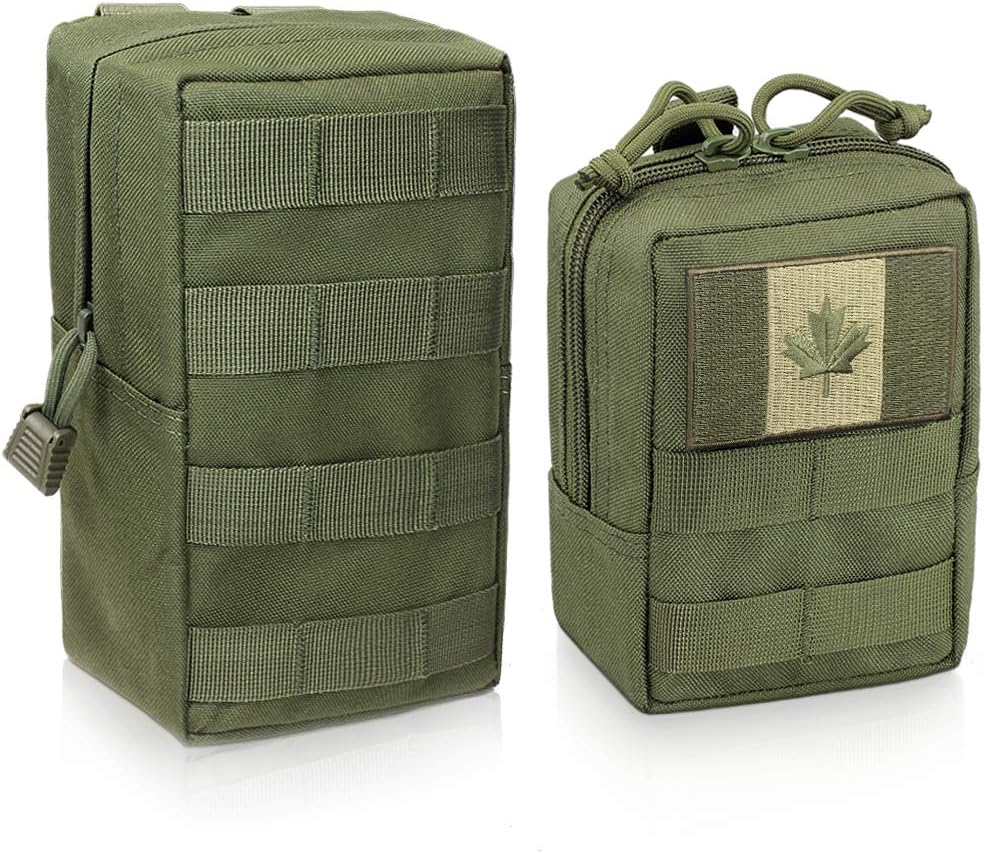 Army Green MOLLE Utility Pouch Set – Small & Large, 2 Pack - Just Closeouts Canada Inc.