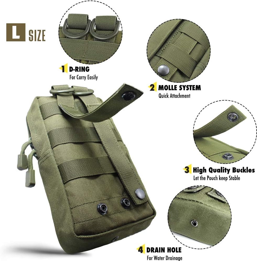 Army Green MOLLE Utility Pouch Set – Small & Large, 2 Pack - Just Closeouts Canada Inc.