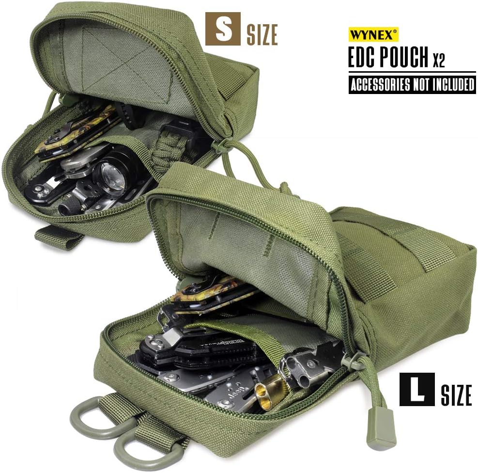 Army Green MOLLE Utility Pouch Set – Small & Large, 2 Pack - Just Closeouts Canada Inc.