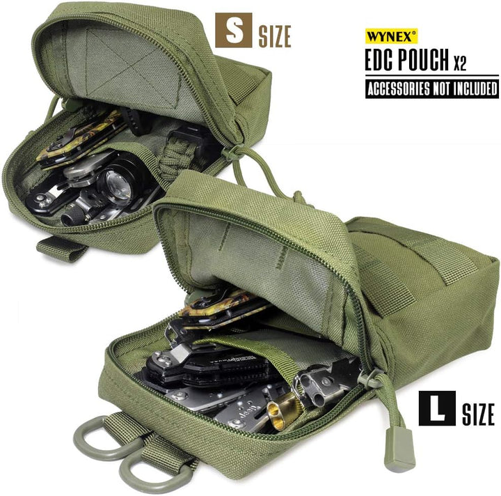 Army Green MOLLE Utility Pouch Set – Small & Large, 2 Pack - Just Closeouts Canada Inc.