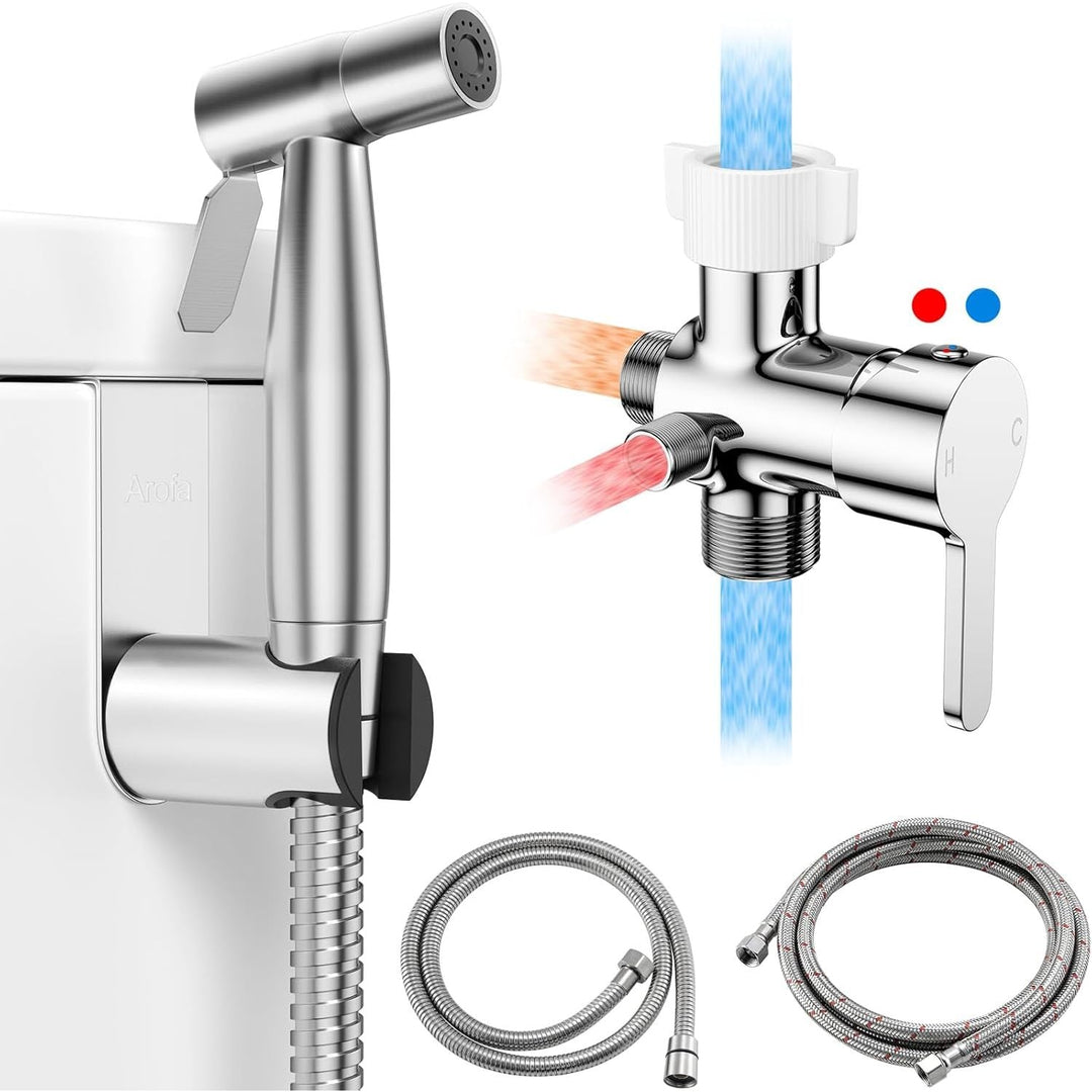 Arofa Hot and Cold Handheld Bidet Sprayer for Toilet, Warm Water Bidet with Adjustable Pressure, Non - Electric Temperature Control for Feminine Wash - Just Closeouts Canada Inc.