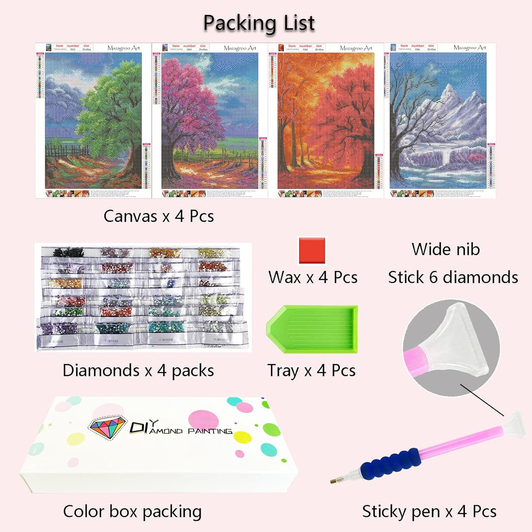 Art 4 Pack 5D Diamond Painting Kits for Adults DIY Drill Diamond Art Kits 4 Seasons Wall Art for Living Room Diamonds Arts and Crafts by Numbers for Beginners - Just Closeouts Canada Inc.