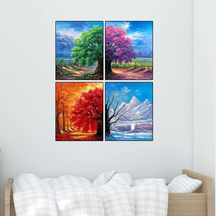 Art 4 Pack 5D Diamond Painting Kits for Adults DIY Drill Diamond Art Kits 4 Seasons Wall Art for Living Room Diamonds Arts and Crafts by Numbers for Beginners - Just Closeouts Canada Inc.